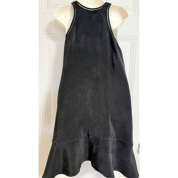 3.1 Black Flowy Lagenlook Dress Minimal Matte Sheen Fairy Whimsy Tier Relaxed - Picture 3 of 5